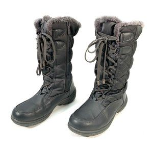 Totes Tracey III Pewter Grey Lace Up Zippered High Boot Waterproof Woman's Sz 9